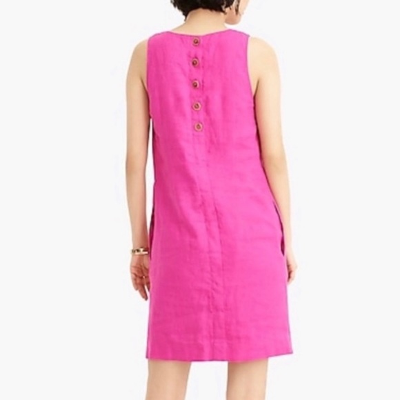 EUC J. Crew pink linen button back dress - Picture 3 of 5